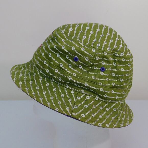 Monster dot com All Over Print Bucket Hat OSFA Green Embroidered Promo - Picture 5 of 8
